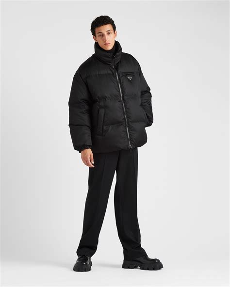 prada medium-length re-nylon down jacket|Prada black cropped puffer jacket.